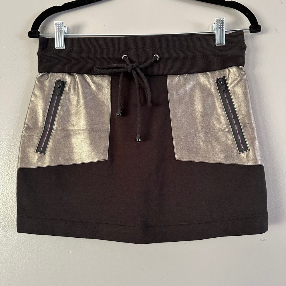 Apres' Ramy Brook Faux Leather Mini Skirt | Black‎ Silver Purple